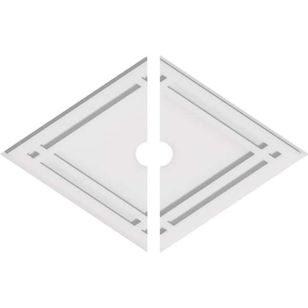 Ekena Millwork 24 in. W x 16 in. H x 2 in. ID x 1 in. P Diamond Architectural Grade PVC Contemporary Ceiling Medallion (2-Piece)