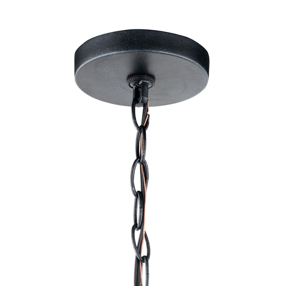 Zenith Black and Wood 24" Modern Pendant Light with LED Bulbs