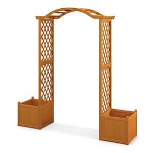 79 in. x 72 in. Garden Arbor with Planter-Natural
