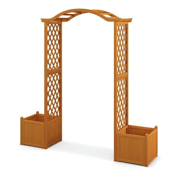 79 in. x 72 in. Garden Arbor with Planter-Natural