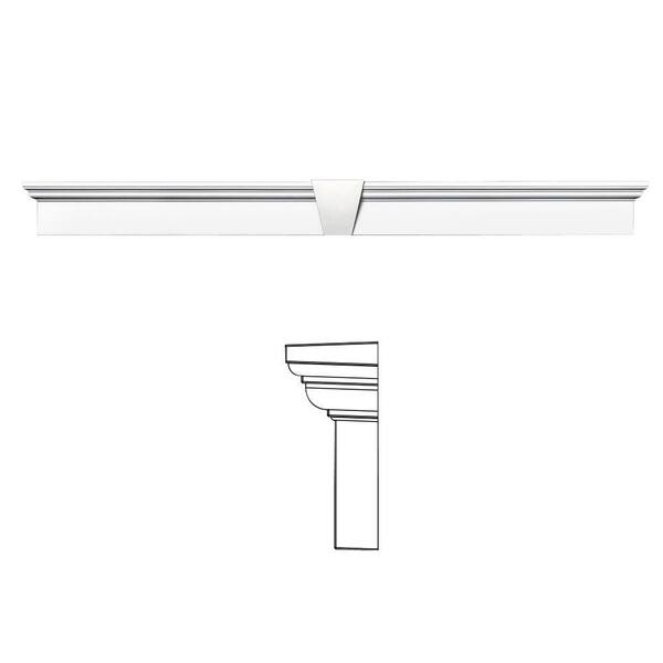 Builders Edge 6 in. x 65-5/8 in. Flat Panel Window Header with Keystone in 117 Bright White