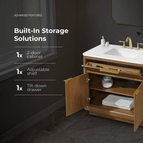 OVE Decors Xander 36 in. Single Sink Freestanding Warm Walnut Bath