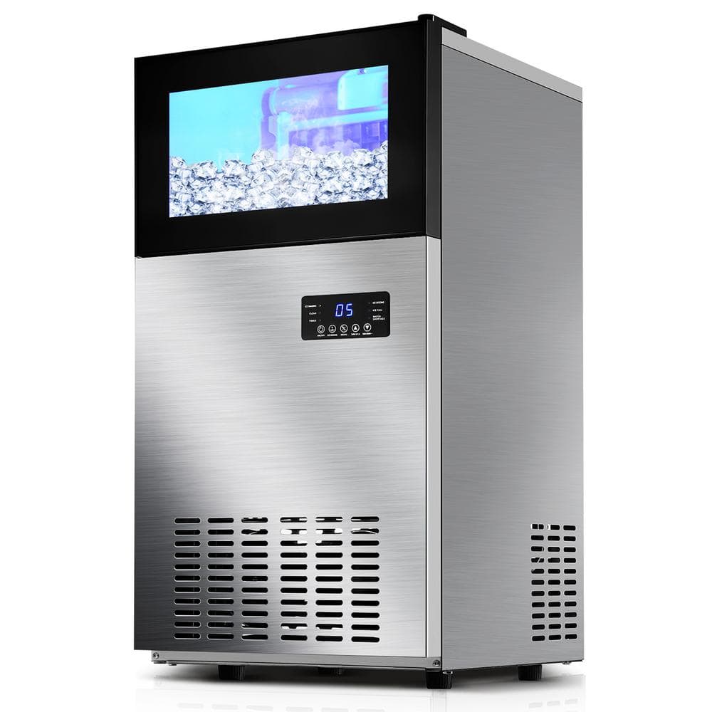 Stainless Steel 160 lb. Built-In Freestanding Ice Maker