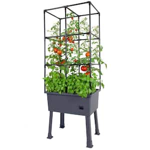 Patio Ideas - 15.75 in. x 23.5 in. x 63 in. Self-Watering Raised Garden Bed with Trellis and Greenhouse Cover