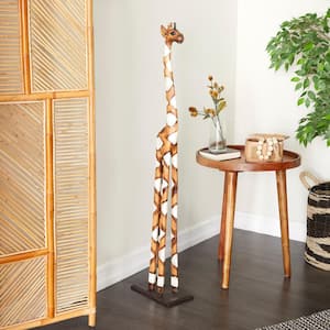 Brown Wood Giraffe Sculpture