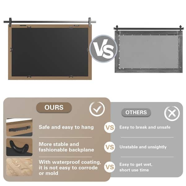 40 in. W x 26 in. H Large Rectangular Mirrors Wood Framed Mirrors Barn Wall Mirrors Bathroom Vanity Mirror in Brown