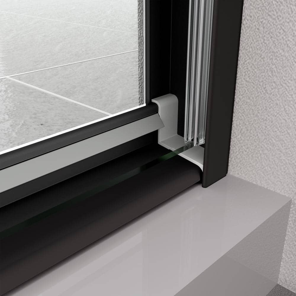 Matte Black Framed Sliding Shower Door with Clear Tempered Glass