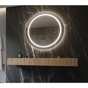 Harmony 44 in. W x 44 in. H Round Frameless Wall Mounted Bathroom Vanity Mirror 3000K LED