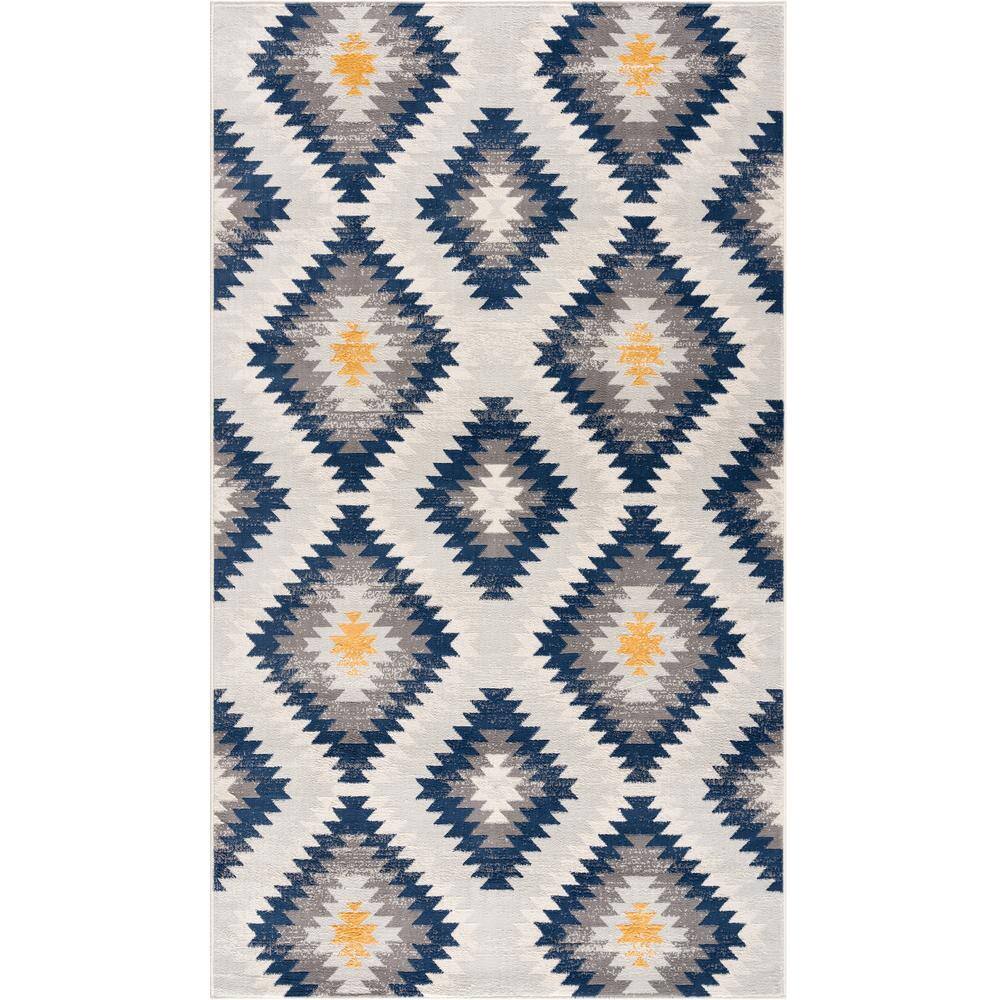 Savannah Blue 2 ft. 6 in. x 4 ft. 9 in. Modern Abstract Area Rug Doormat Entrance Floor Mat price history on PriceWatchPro