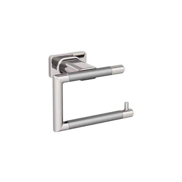 Amerock Esquire 5-7/8 in. (149 mm) L Single Post Toilet Paper Holder in Polished Nickel/Stainless Steel
