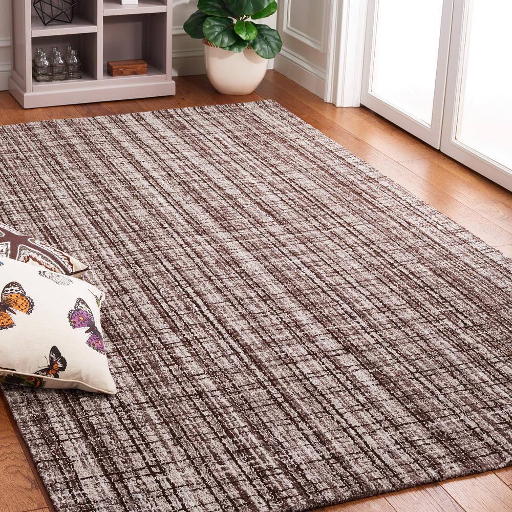 Gray Abstract Handmade Tufted Wool Area Rug, 8' x 10'