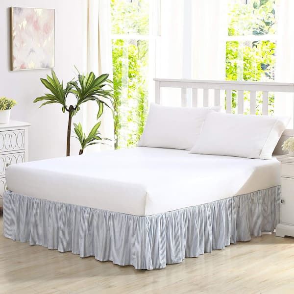 15" Ruffled Blue King Bed Skirt