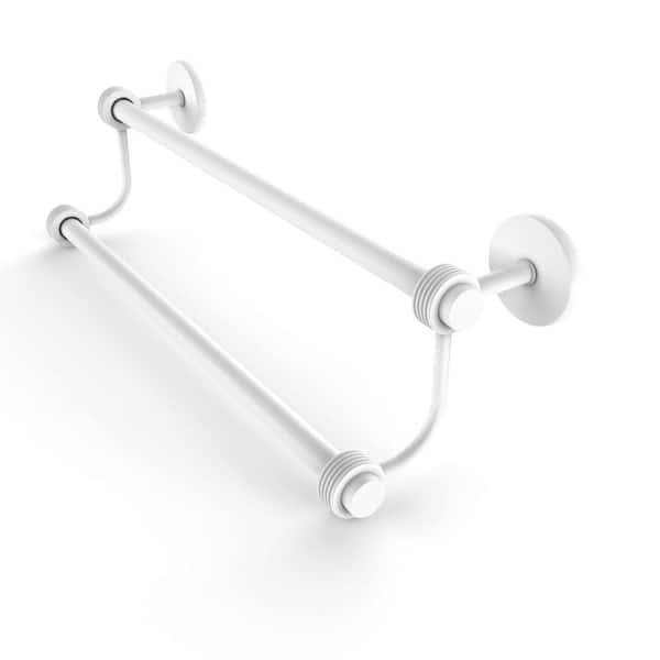 Allied Brass Satellite Orbit Two 18 in. Wall Mounted Double Towel Bar with Groovy Accent in Matte White