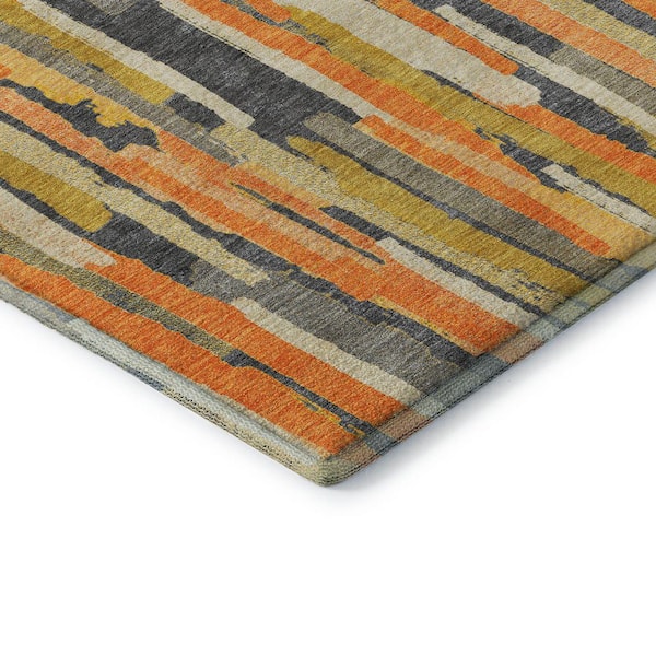 Mayfield Premium Machine Washable Abstract AMF1314 Orange 2 ft. 3 in. x 7 ft. 6 in. Runner Rug