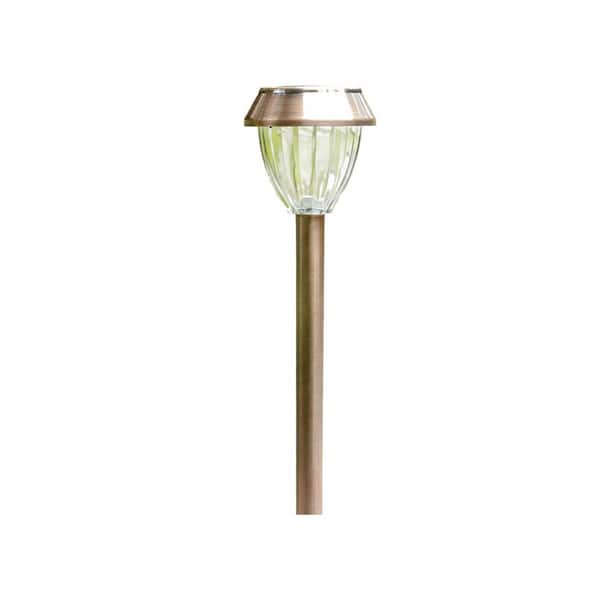 8 in. x 12 in. Copper Plastic Solar Pathway Lights Outdoor Garden Stake 6-Pack