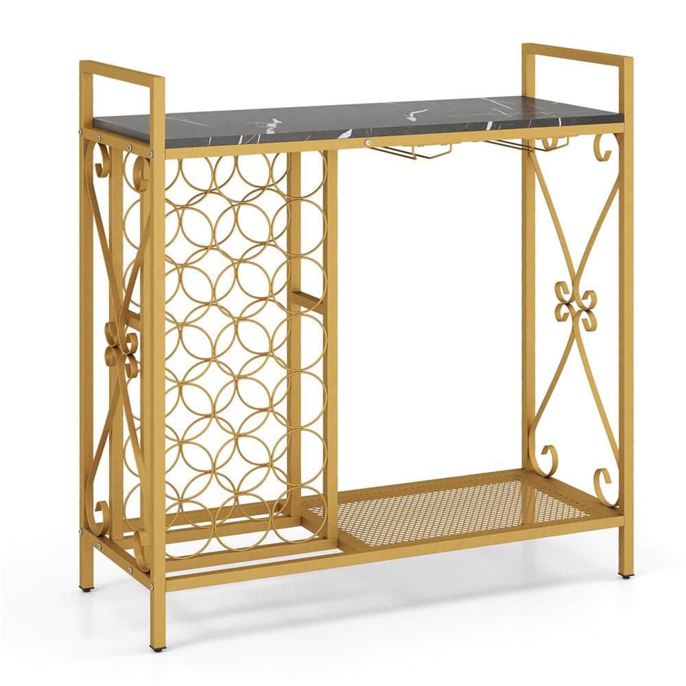 21-Bottle Freestanding Floor Wine Rack, Wooden Coffee Bar Table w/ Wine Storage Black price history on PriceWatchPro