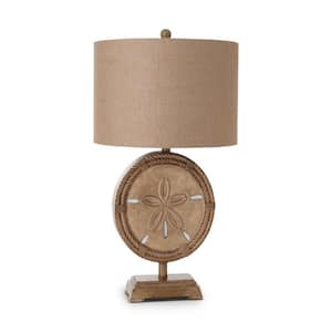 31 in. Brown Standard Light Bulb Bedside Table Lamp with Brown Linen Shade