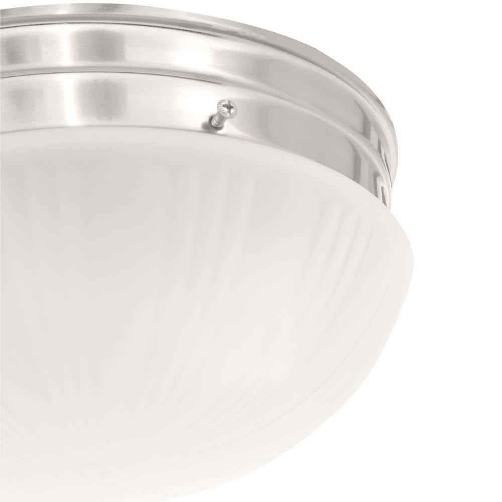 Brushed Nickel Flush Mount Ceiling Light with Frosted Glass