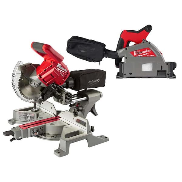 Milwaukee M18 FUEL 18V Lith Ion Cordless Brushless 6 1 2 in. Plunge Cut Track Saw with Miter Saw 2831 20 2733 20