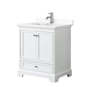 Deborah 30 in. W x 22 in. D Single Vanity in White with Cultured Marble Vanity Top in White with White Basin