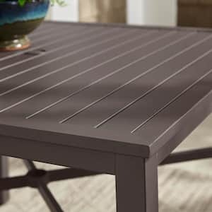 42 in. Mix and Match Brown Square Steel Outdoor Patio Dining Table with Slat Top