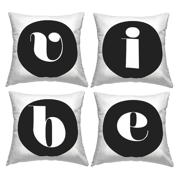 Stupell Industries Vibe Black Initials Black Square Outdoor Throw Pillow 4-Pack