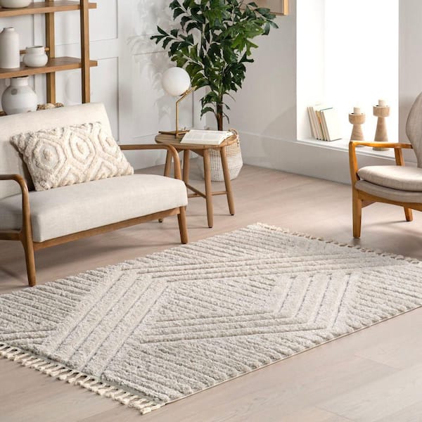 Ellie Traverse Shag 7 ft. x 9 ft. Beige Indoor Area Rug