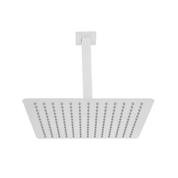 Tahanbath 1-Spray Patterns 1.8 GPM 11.8 in. Ceiling Mount Fixed Shower Head in White