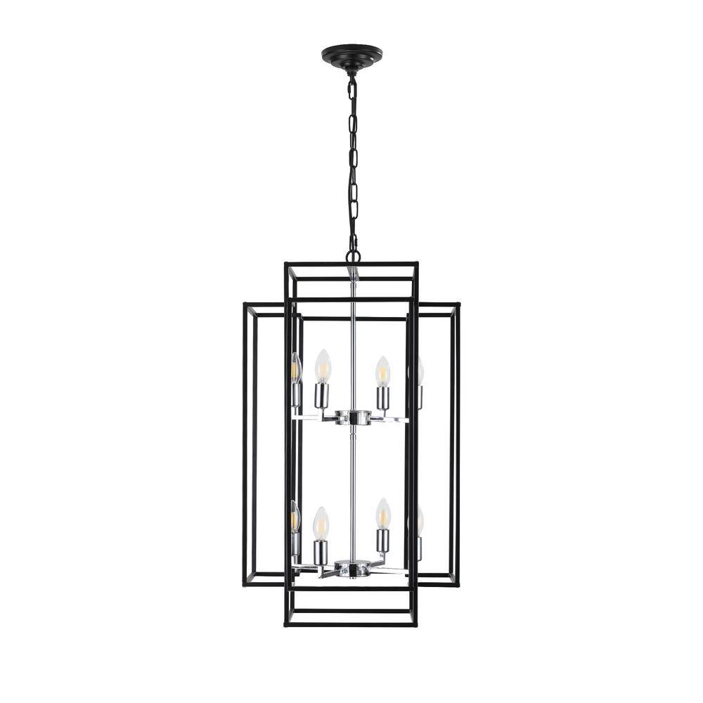 18 in. 8-Light Silver Metal Geometric Pendant Chandelier with Adjustable Hanging Light (Bulbs Not Included) price history on PriceWatchPro