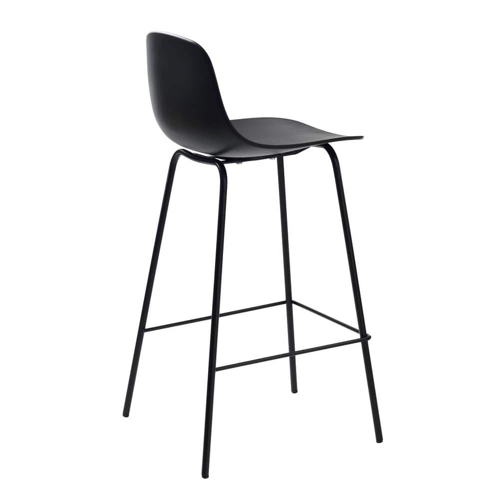 Black Metal Frame Counter Stool with Plastic Seat, Set of 2