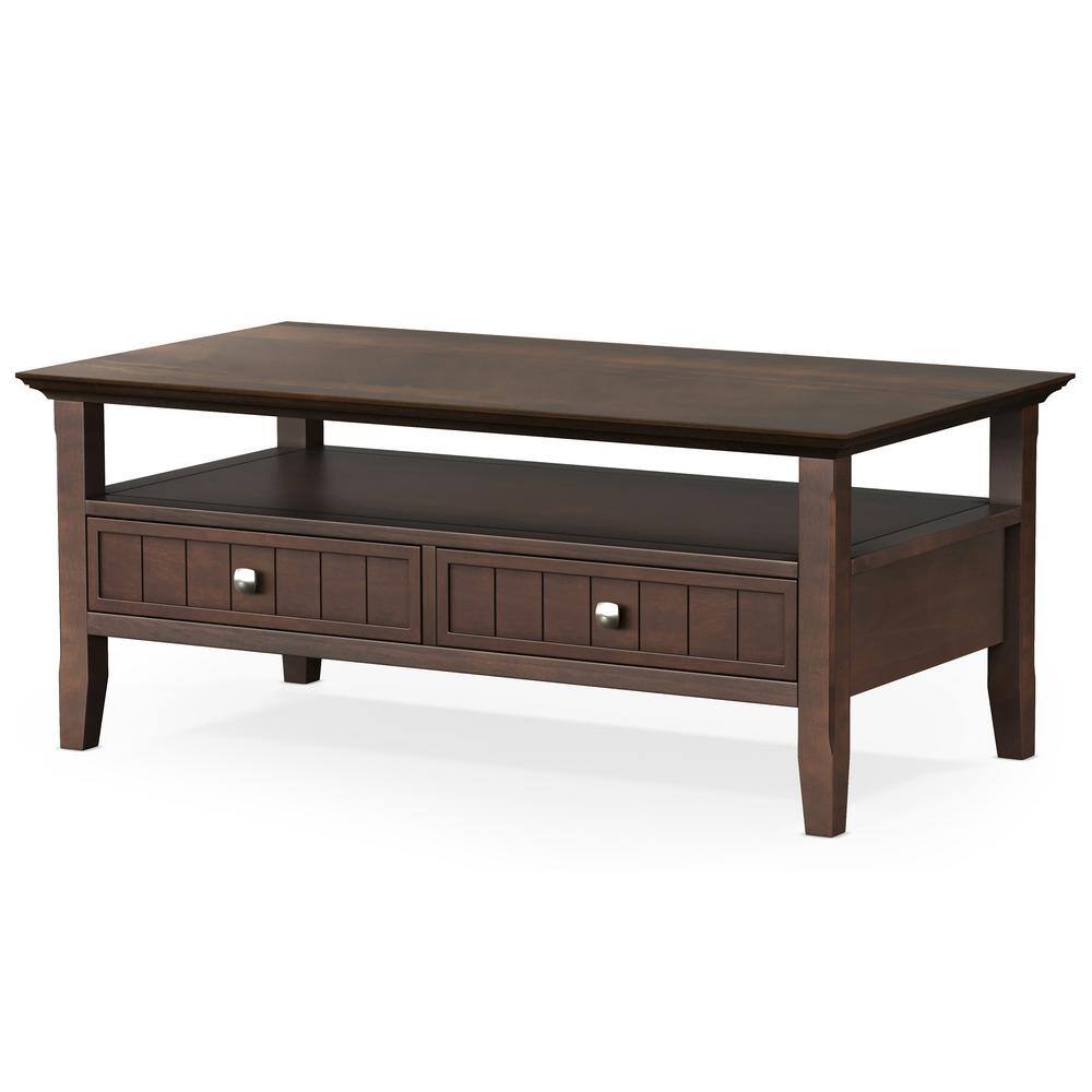 Brunette Brown Rectangular Wood Coffee Table with Storage