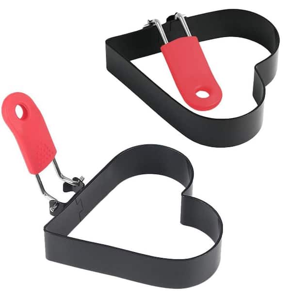 Heart Shape Stainless Steel Nonstick Cooking Pancake Mold Set for Breakfast Eggs Sandwiches English Muffins 2 Pack