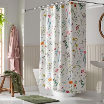 Renaiss Watercolor Floral Shower Curtain Colorful Botanical Wild Flower wirh Leaves Waterproof Polyeater Fabric Machine Washable Bath Curtain for Bathroom Decor 36x70.9inches 