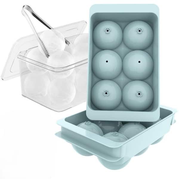 Blue Easy-Fill and Twist-Release Large Round Ice Cube Trays for Freezer (2-Pack)