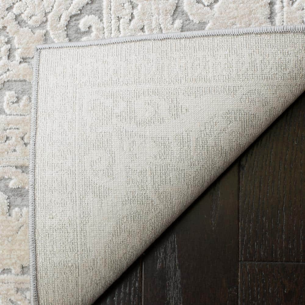 Elegant Gray Synthetic 27'' Hand-Knotted Easy-Care Runner Rug