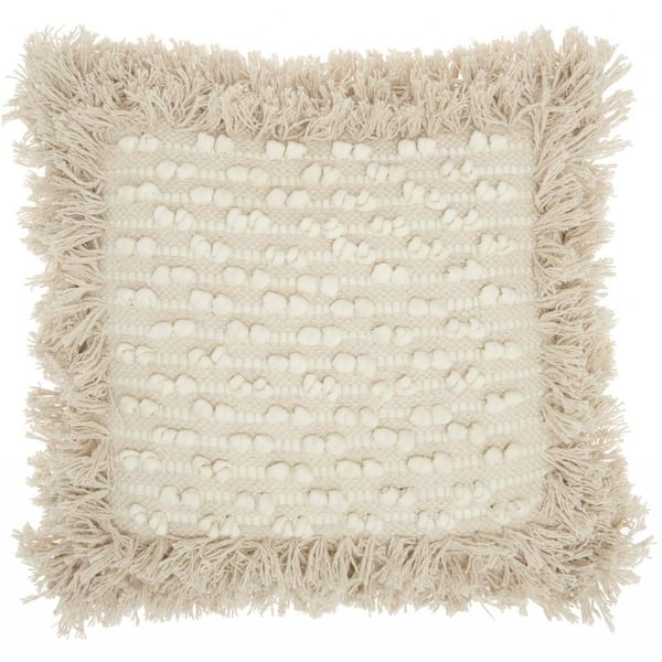 HomeRoots Jordan Natural Geometric Cotton 18 in. X 18 in. Throw Pillow