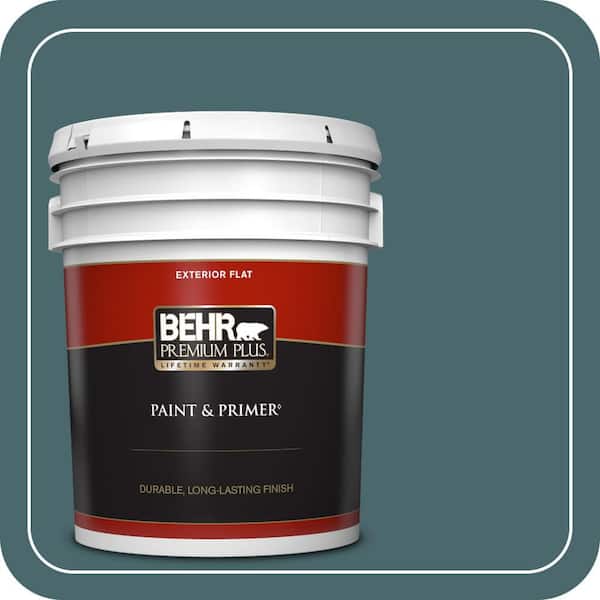 BEHR PREMIUM PLUS 5 gal. #500F-7 Mythic Forest Flat Exterior Paint & Primer