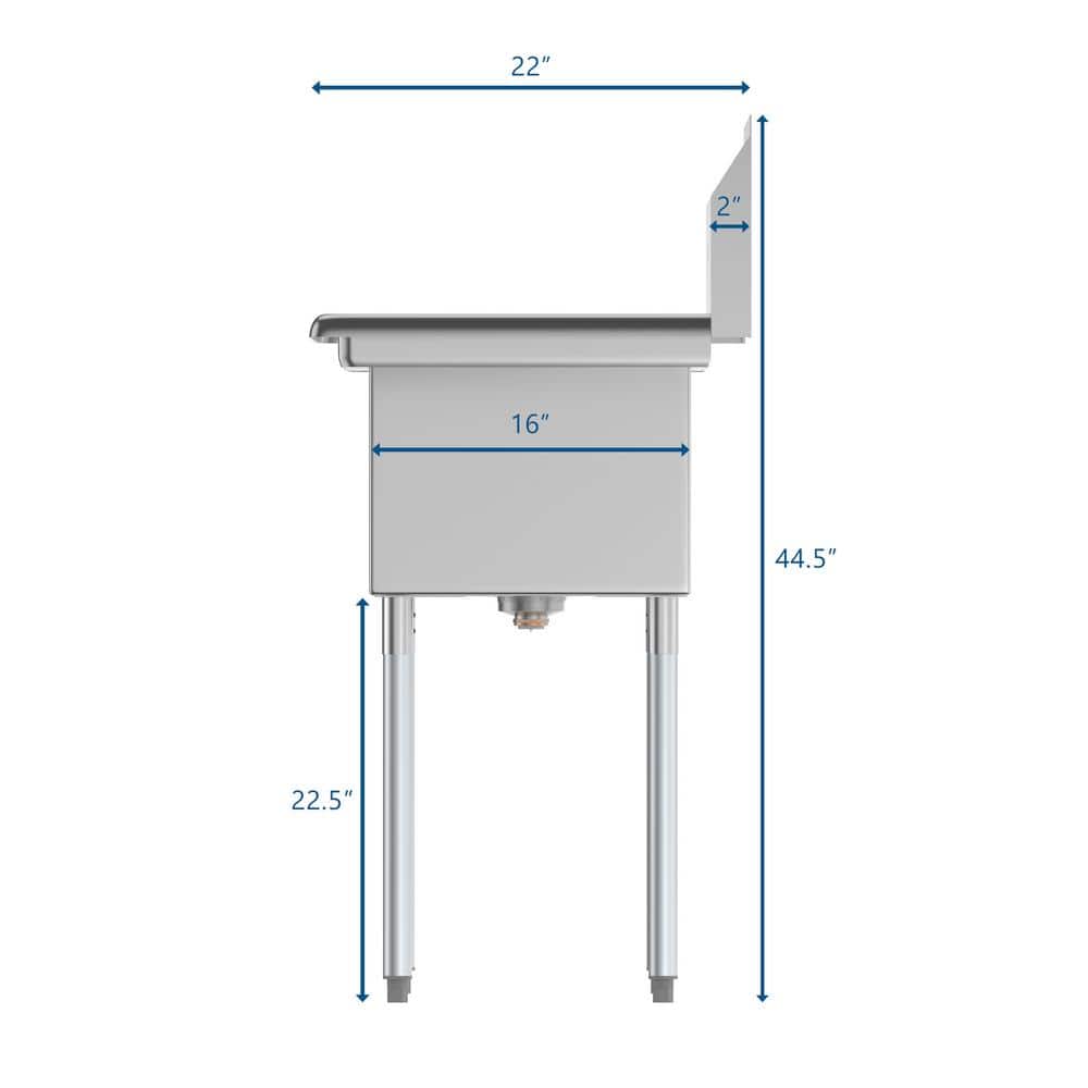 Stainless Steel 3-Compartment Commercial Sink with Right Drainboard