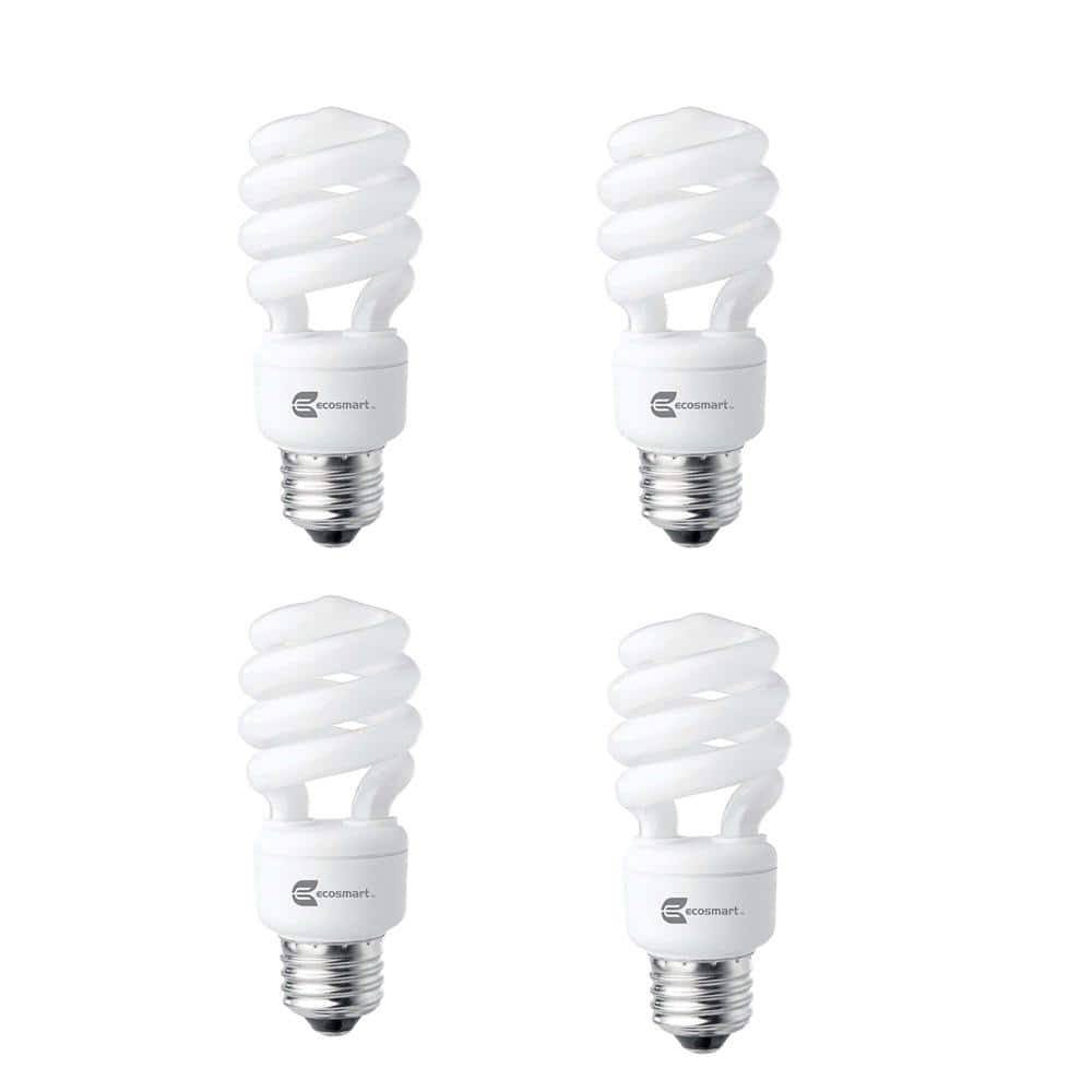 E26 Base Spiral  1 2 3 4 Ecosmart 14W 120V Warm White CFL Bulb 