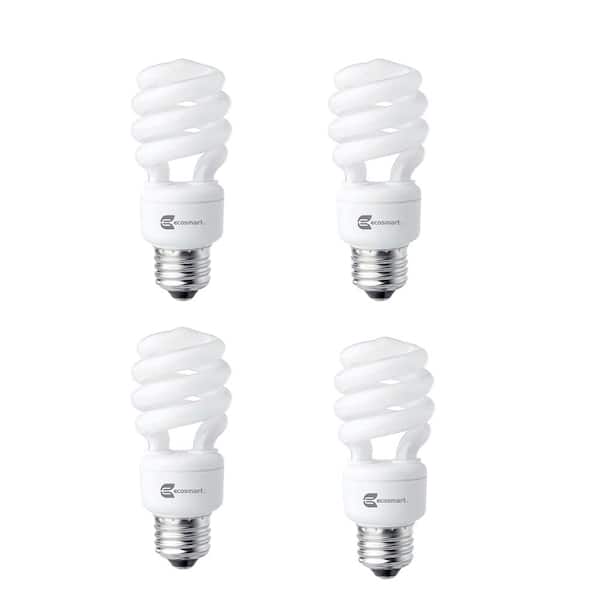 EcoSmart 60-Watt Equivalent Spiral Non-Dimmable CFL Light Bulb Daylight (4-Pack)