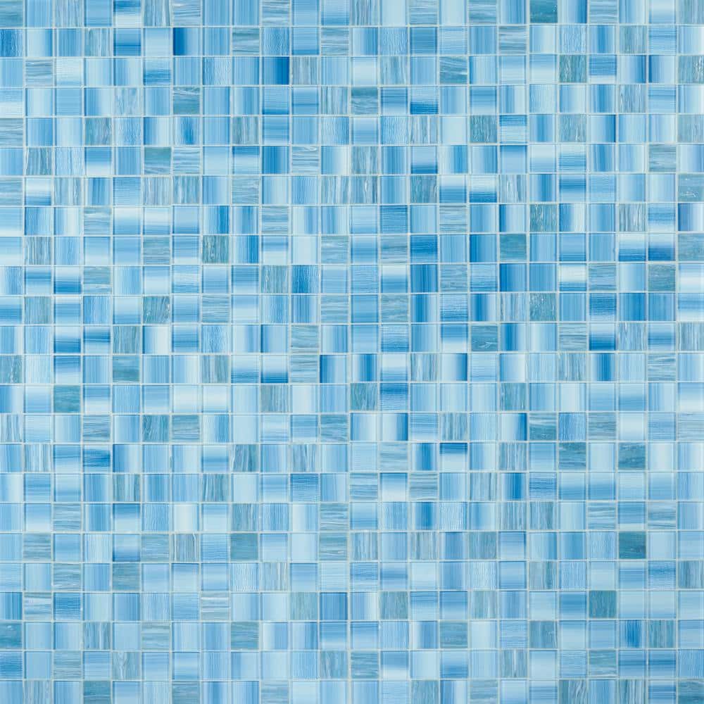 Toluca 12'' x 12'' Polished Blue Glass Mosaic Tile