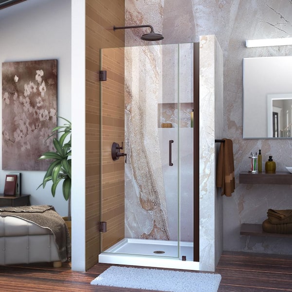 DreamLine Unidoor 29 in. to 30 in. x 72 in. Frameless Hinged Shower Door in Oil Rubbed Bronze