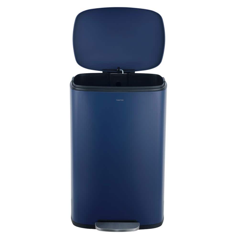 Denim Blue Stainless Steel 8-Gallon Step Trash Can