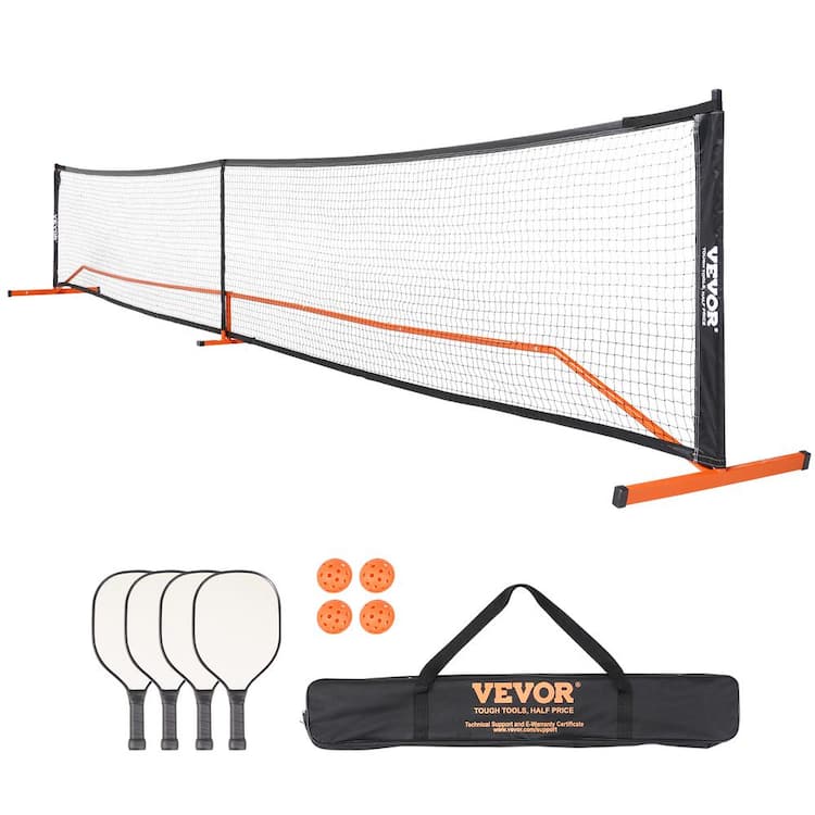 VEVOR Pickleball Net Set 22 ft. Pickleball System with Carrying Bag and Balls and Paddles Weather Resistant Strong PE Net