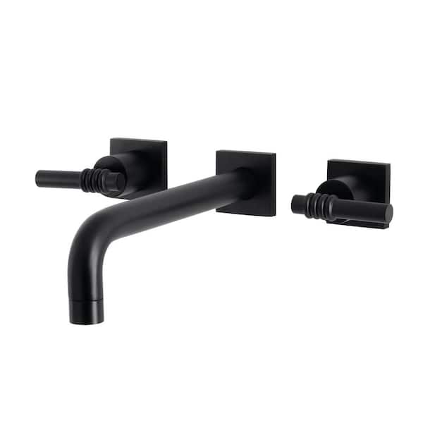 Kingston Brass Milano 2-Handle Wall-Mount Roman Tub Faucet in Matte Black (Valve Included)