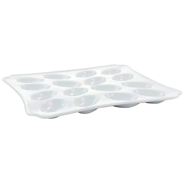 MARTHA STEWART 12 in. White Ceramic Square Deviled Eggs Serving Platter