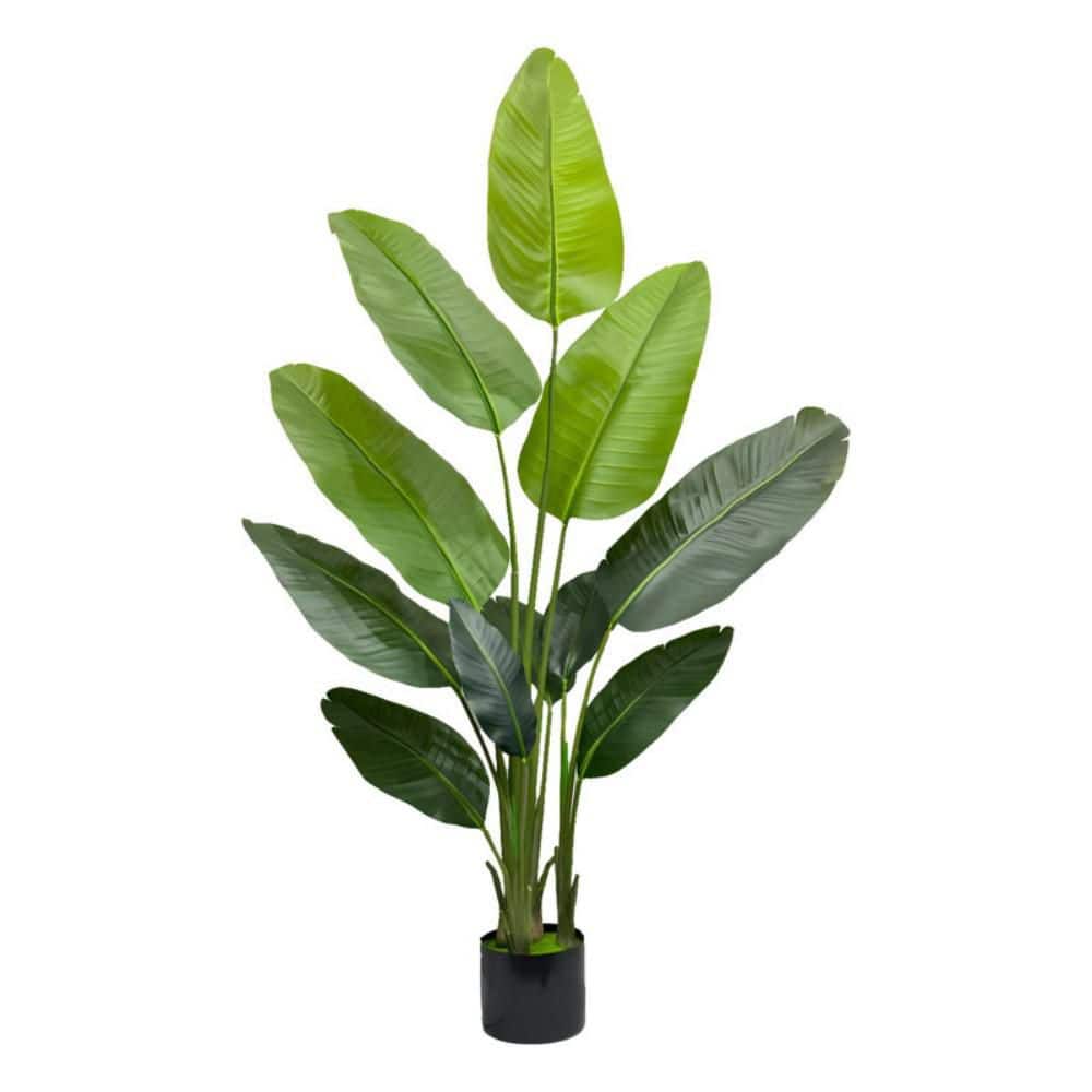 5 ft. Artificial Faux Banana Leaf Tree In Black Plastic Pot with Dried Moss price history on PriceWatchPro