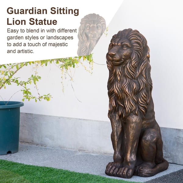 Glitzhome 36.25 in. H Oversized MGO Bronze Guardian Sitting Lion