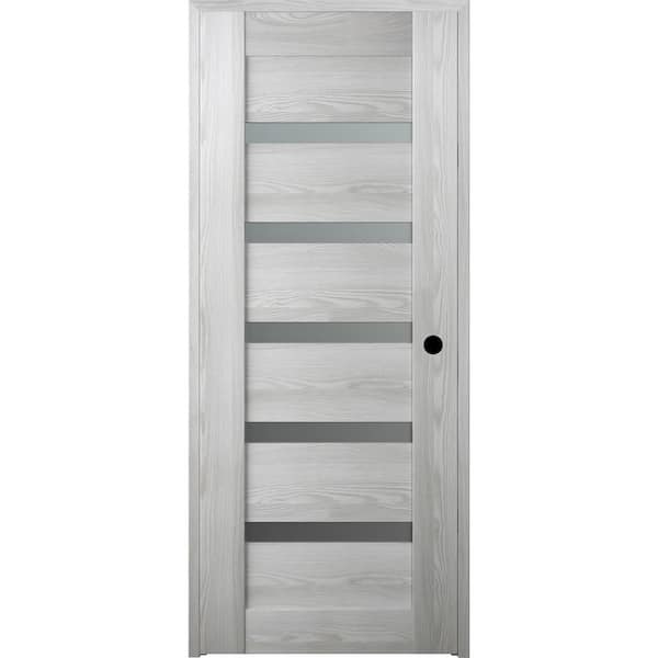Vona 07-04 30 in. x 80 in. Left-Hand 5-Lite Frosted Glass Ribeira Ash Solid Core Wood Single Prehung Interior Door