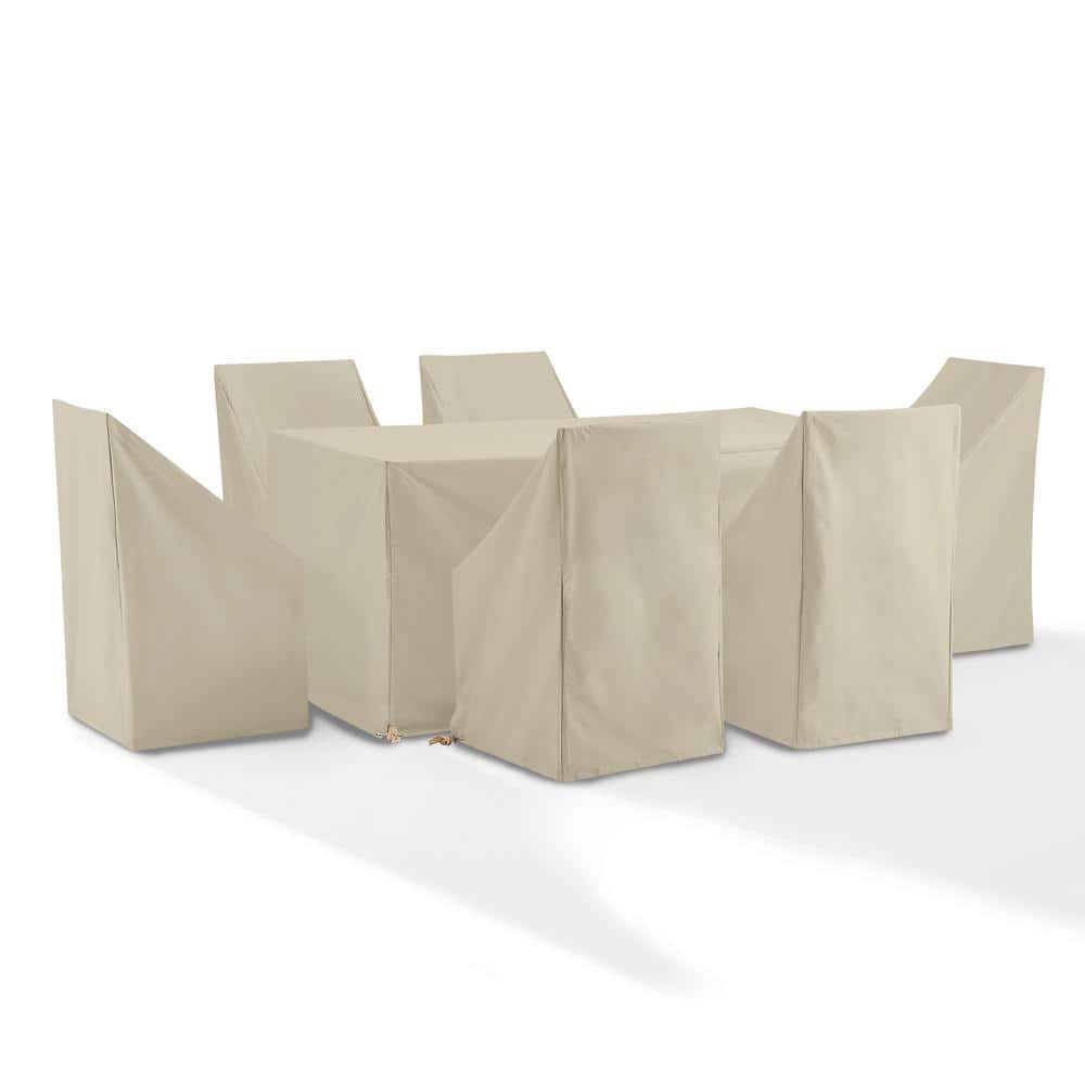 Tan Heavy Gauge Vinyl 7-Piece Outdoor Furniture Cover Set